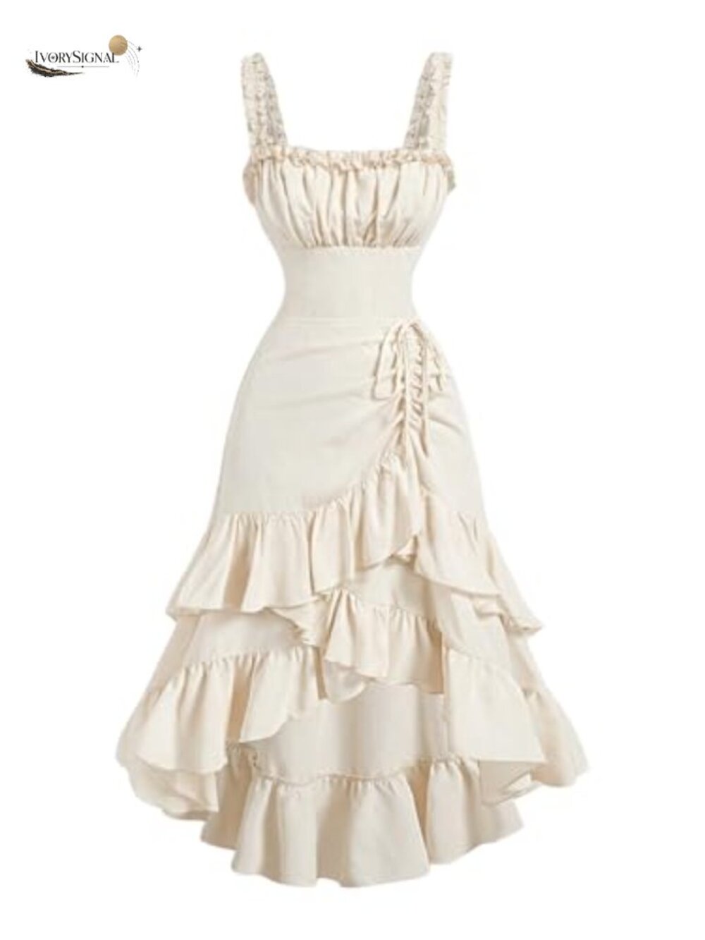 Sleeveless Asymmetrical Ruffle Hem Ruched Long Dress